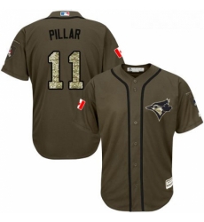 Youth Majestic Toronto Blue Jays 11 Kevin Pillar Authentic Green Salute to Service MLB Jersey