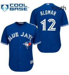 Youth Majestic Toronto Blue Jays 12 Roberto Alomar Replica Blue Alternate MLB Jersey