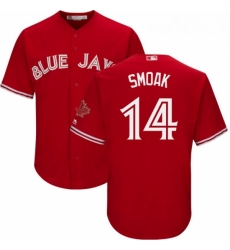 Youth Majestic Toronto Blue Jays 14 Justin Smoak Replica Scarlet Alternate MLB Jersey