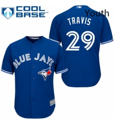 Youth Majestic Toronto Blue Jays 29 Devon Travis Replica Blue Alternate MLB Jersey