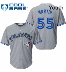 Youth Majestic Toronto Blue Jays 55 Russell Martin Replica Grey Road MLB Jersey