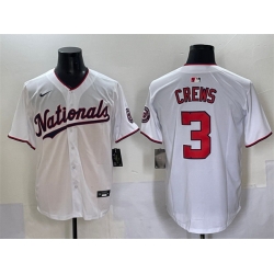 Men Washington Nationals 3 Dylan Crews White Home Limited Stitched Baseball Jersey