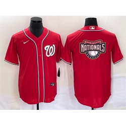 Men Washington Nationals Red Big Logo In Back Stitched Baseball Jersey