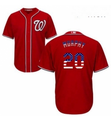 Mens Majestic Washington Nationals 20 Daniel Murphy Authentic Red USA Flag Fashion MLB Jersey