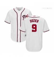 Mens Washington Nationals 9 Brian Dozier Replica White Home Cool Base Baseball Jersey 