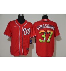 Nationals 37 Stephen Strasburg Red Nike Cool Base Player Jersey