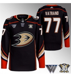 Men Anaheim Ducks 77 Frank Vatrano Black 30th Anniversary Stitched Jersey