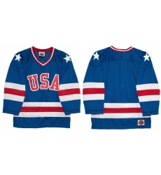 Men USA Hockey Custom Blue 1980 Miracle On Ice Stitched Hockey Jersey