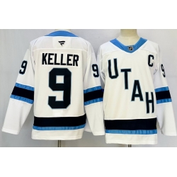 Men Utah Hockey Club 9 Clayton Keller White 2024 25 With C Patch Stitched Jersey