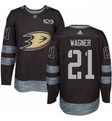 Mens Adidas Anaheim Ducks 21 Chris Wagner Premier Black 1917 2017 100th Anniversary NHL Jersey 