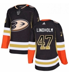 Mens Adidas Anaheim Ducks 47 Hampus Lindholm Authentic Black Drift Fashion NHL Jersey 