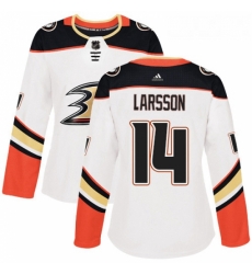 Womens Adidas Anaheim Ducks 14 Jacob Larsson Authentic White Away NHL Jersey 