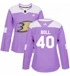 Womens Adidas Anaheim Ducks 40 Jared Boll Authentic Purple Fights Cancer Practice NHL Jersey 