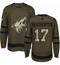 Mens Adidas Arizona Coyotes 17 Alex Galchenyuk Green Salute to Service Stitched NHL Jersey 