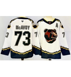 Men Boston Bruins 73 Charlie McAvoy White 2024 25 With A Patch Reverse Retro Home Stitched Hockey Jersey