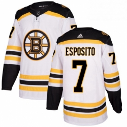 Mens Adidas Boston Bruins 7 Phil Esposito Authentic White Away NHL Jersey 