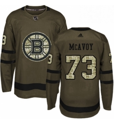 Mens Adidas Boston Bruins 73 Charlie McAvoy Premier Green Salute to Service NHL Jersey 