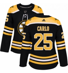 Womens Adidas Boston Bruins 25 Brandon Carlo Authentic Black Home NHL Jersey 