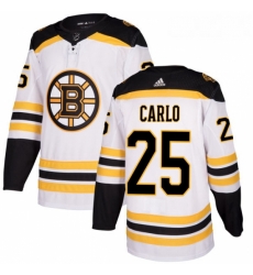 Youth Adidas Boston Bruins 25 Brandon Carlo Authentic White Away NHL Jersey 