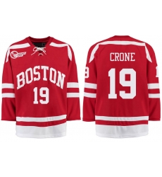 Boston University Terriers BU 19 Hank Crone Red Stitched Hockey Jersey