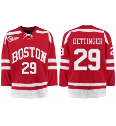 Boston University Terriers BU 29 Jake Oettinger Red Stitched Hockey Jersey