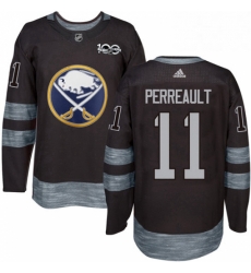 Mens Adidas Buffalo Sabres 11 Gilbert Perreault Premier Black 1917 2017 100th Anniversary NHL Jersey 