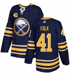 Mens Adidas Buffalo Sabres 41 Justin Falk Premier Navy Blue Home NHL Jersey 