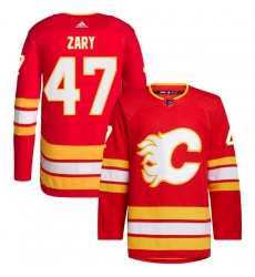 Men Calgary Flames 47 Connor Zary Red Stitched Jersey