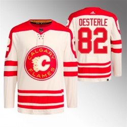 Men Calgary Flames 82 Jordan Oesterle 2023 Cream Heritage Classic Primegreen Stitched Jersey