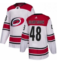 Mens Adidas Carolina Hurricanes 48 Jordan Martinook Authentic White Away NHL Jersey 