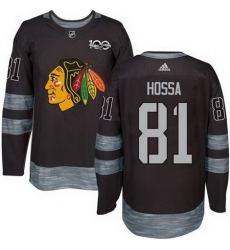 Blackhawks #81 Marian Hossa Black 1917 2017 100th Anniversary Stitched NHL Jersey