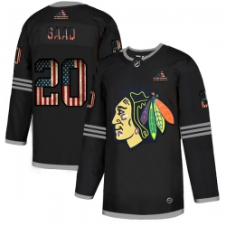 Men Chicago Blackhawks 20 Brandon Saad Black USA Flag Fashion Adidas Jersey