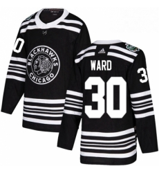 Mens Adidas Chicago Blackhawks 30 Cam Ward Authentic Black 2019 Winter Classic NHL Jerse