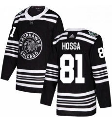 Mens Adidas Chicago Blackhawks 81 Marian Hossa Authentic Black 2019 Winter Classic NHL Jersey 