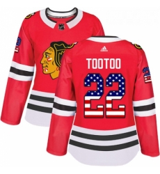 Womens Adidas Chicago Blackhawks 22 Jordin Tootoo Authentic Red USA Flag Fashion NHL Jersey 