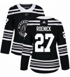 Womens Adidas Chicago Blackhawks 27 Jeremy Roenick Authentic Black 2019 Winter Classic NHL Jersey 