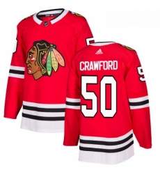 Youth Adidas Chicago Blackhawks 50 Corey Crawford Authentic Red Home NHL Jersey 