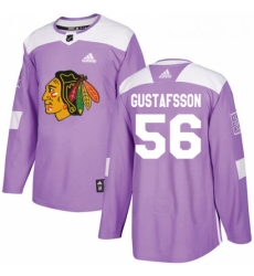 Youth Adidas Chicago Blackhawks 56 Erik Gustafsson Authentic Purple Fights Cancer Practice NHL Jersey 