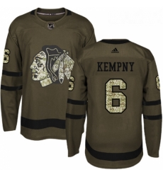 Youth Adidas Chicago Blackhawks 6 Michal Kempny Authentic Green Salute to Service NHL Jersey 