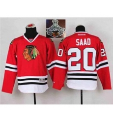 youth nhl jerseys chicago blackhawks #20 saad red[2015 Stanley cup champions]