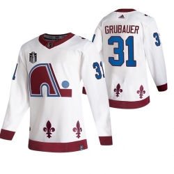 Men Colorado Avalanche 31 Philipp Grubauer White 2022 Stanley Cup Final Patch Reverse Retro Stitched Jersey