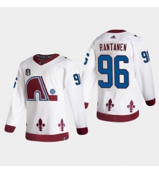 Men Colorado Avalanche 96 Mikko Rantanen White 2022 Stanley Cup Final Patch Reverse Retro Stitched Jersey