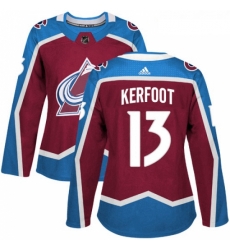 Womens Adidas Colorado Avalanche 13 Alexander Kerfoot Authentic Burgundy Red Home NHL Jersey 