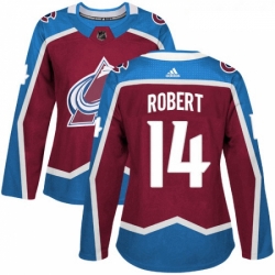 Womens Adidas Colorado Avalanche 14 Rene Robert Authentic Burgundy Red Home NHL Jersey 