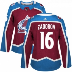 Womens Adidas Colorado Avalanche 16 Nikita Zadorov Premier Burgundy Red Home NHL Jersey 