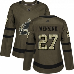 Womens Adidas Colorado Avalanche 27 John Wensink Authentic Green Salute to Service NHL Jersey 