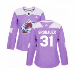 Womens Adidas Colorado Avalanche 31 Philipp Grubauer Authentic Purple Fights Cancer Practice NHL Jersey 