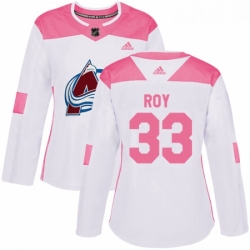 Womens Adidas Colorado Avalanche 33 Patrick Roy Authentic WhitePink Fashion NHL Jersey 