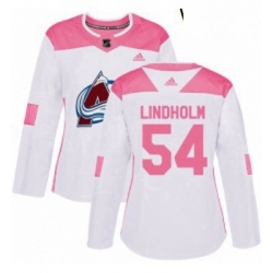 Womens Adidas Colorado Avalanche 54 Anton Lindholm Authentic WhitePink Fashion NHL Jersey 