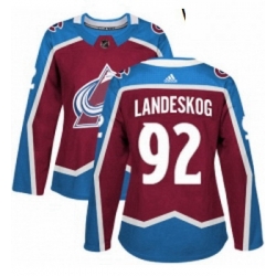 Womens Adidas Colorado Avalanche 92 Gabriel Landeskog Premier Burgundy Red Home NHL Jersey 